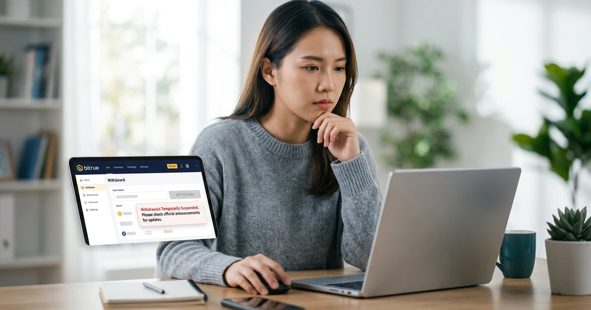 Bitrue 热钱包事件后平台暂停提现风险判断示意图