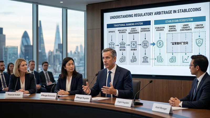 为什么 JPMorgan 会点名“监管套利”风险 — JPMorgan 这次的表态之所以引发市场关注，是因为它把很多人不愿正面讨论的一点说透了：如果稳定币提供的功能越来越像银行体系中的类存款产品，却没有接受相近的资本约束、流动性约束与审慎监管，那么市