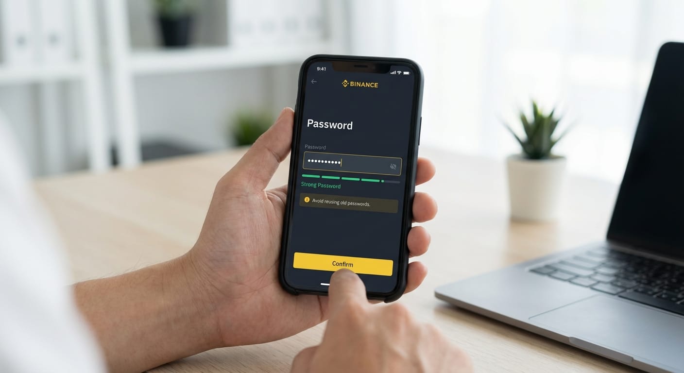 第四步:设置强密码,不要复用旧密码 — 密码是账户的第一道门槛。如果你的密码太弱,或者和邮箱、社交软件、购物平台重复,一旦其他地方泄露,就可能被拿来撞库攻击交易所账户。 一个更稳妥的密码至少应该做到: - 长度足够 - 包含大小写字母、数字、符号