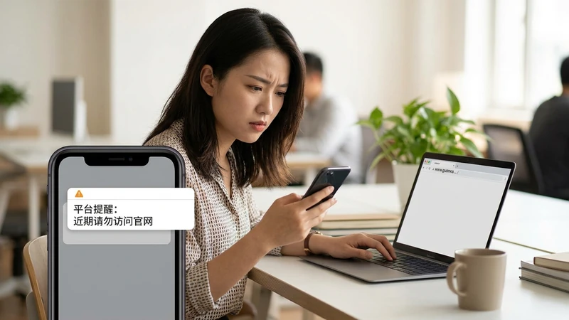 摘要 — 平台突然发出“不要访问官网”的提醒，很多新手会本能地做两件事：第一，立刻重新打开官网确认到底能不能进；第二，顺手点开短信、邮件或社群里附带的“新入口”。这往往正是最危险的时候。因为一旦平台会公开提醒用户暂时不要访问官网，背后通常意味着域名被