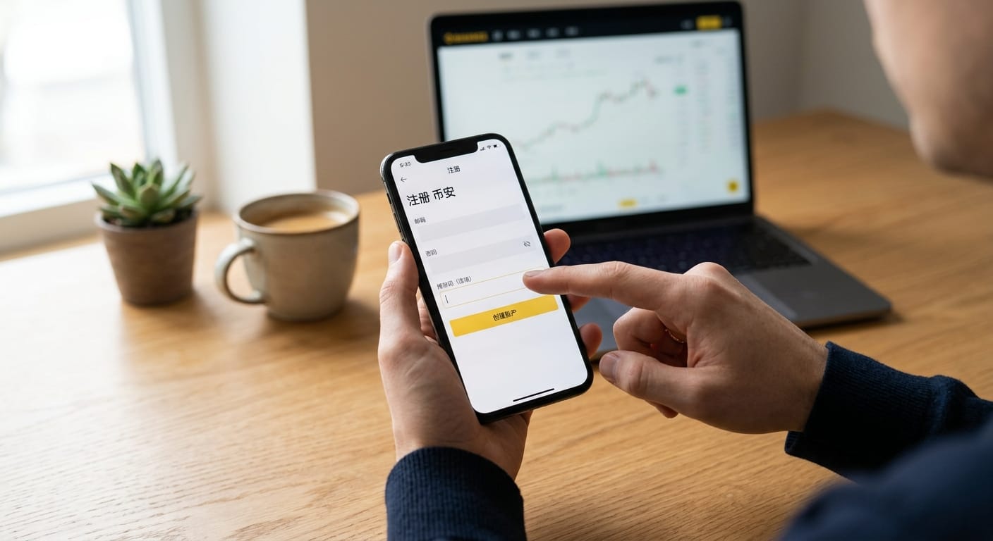 币安邀请码填写配图,展示注册页面确认邀请码场景