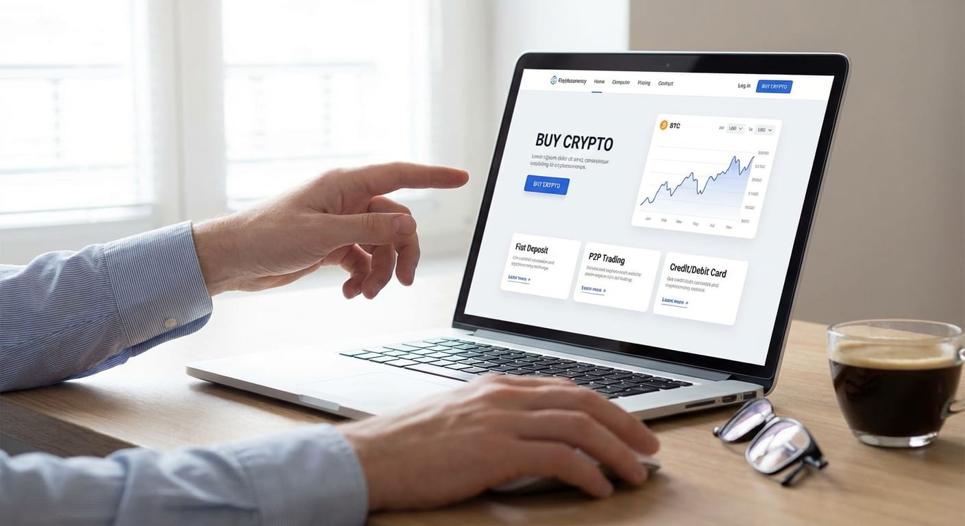 网页端怎么买币 — 如果你习惯电脑端操作,那么网页端路径会更清晰一些。流程和 App 端大体一致,但页面信息更集中。 ### 第一步:进入网页端买币入口 打开官网后,点击导航栏里的 买币 或法币购买入口,然后进入快捷买币或 P2P 页面。 ###