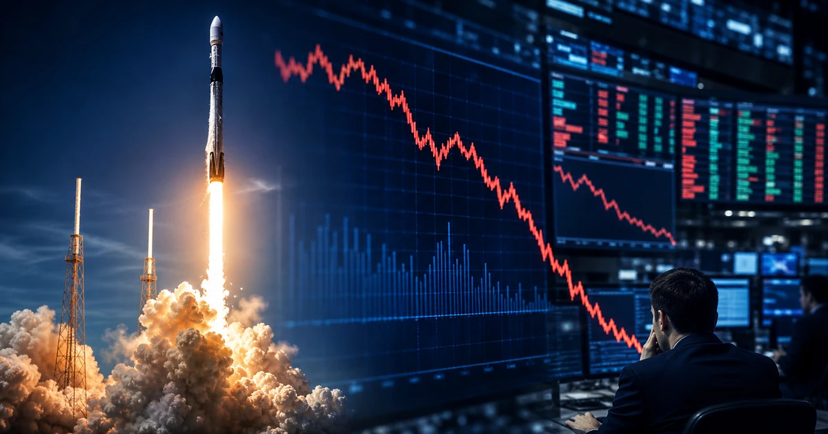 SpaceX上市太空股美股板块暴跌：火箭发射与下跌行情图