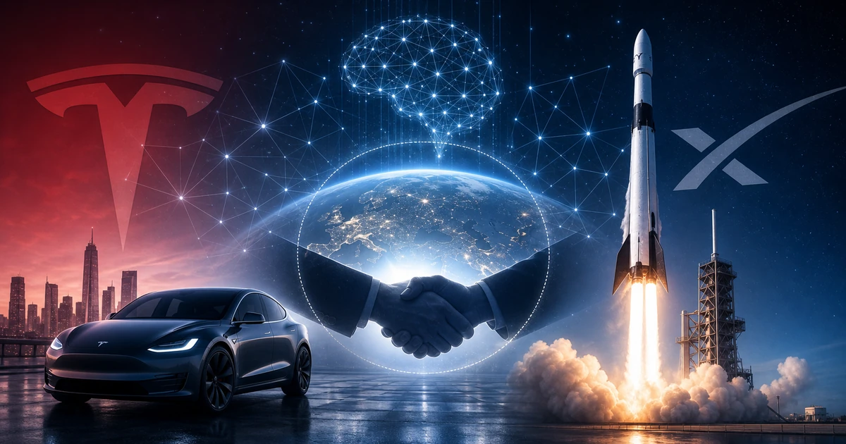 特斯拉与SpaceX合并：特斯拉与SpaceX合并预期的新闻配图