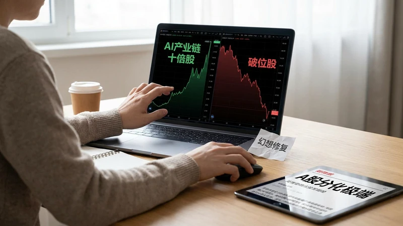 A股分化：普通投资者如何处理这类结构行情 — Visual illustration of '普通投资者如何处理这类结构行情' related to A股分化 十倍股 破位股 AI产业链