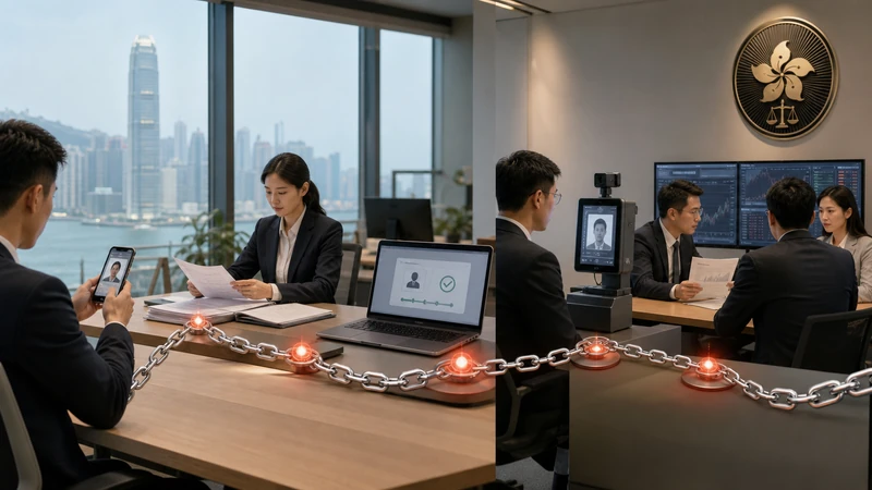 香港新规下券商开户身份审查与资金路径风险示意图