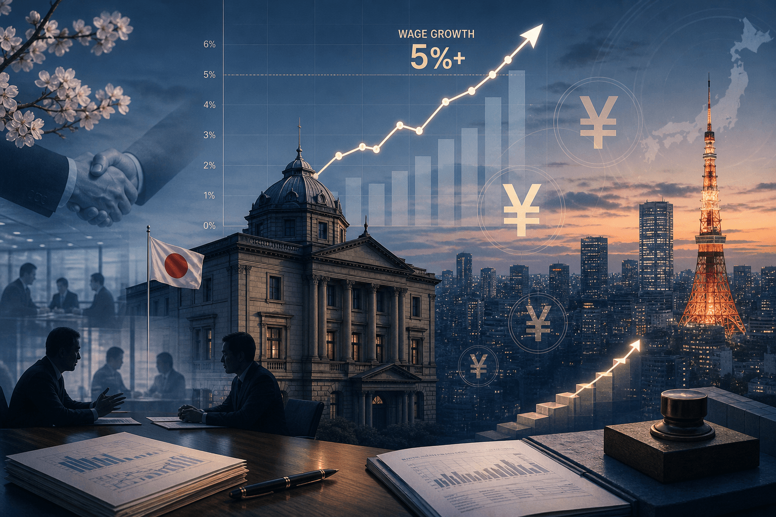 日本薪资上涨与央行加息路径春斗涨薪与日央行加息窗口示意图